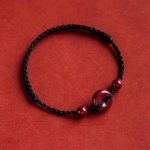Buddha Stones Handmade Cinnabar Peace Buckle Safe and Healthy Charm Blessing String Bracelet Anklet Bracelet Anklet BS Black Anklet(Anklet Circumference 18-32cm)