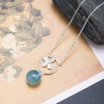 Buddha Stones 925 Sterling Silver Natural Aquamarine Leaf Flower Peace Earrings Necklace Earrings BS Aquamarine Flower Necklace