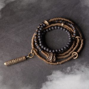 Buddha Stones Vintage Lava Rock Copper Healing Multilayered Bracelet Bracelet BS 17-17.5cm