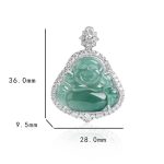 Buddha Stones 925 Sterling Silver Laughing Buddha Natural Jade Luck Abundance Chain Necklace Pendant Necklaces & Pendants BS 8