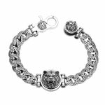 Buddha Stones Tiger Tang Dynasty Flower Design Engraved Luck Energy Bracelet