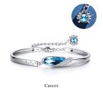 Buddha Stones 925 Silver Plated Copper 12 Constellations of the Zodiac Charm Bracelet Bracelet BS Cancer