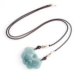 Buddha Stones Natural Jade Peony Flower Lock of Good Wishes Prosperity Necklace Pendant Necklaces & Pendants BS 10