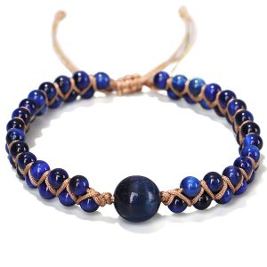 Buddha Stones Divine Blue Tiger Eye Stone Protection Bracelet Bracelet BS Blue Tiger Eye