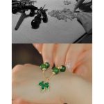 Buddha Stones 14k Gold Plated Green Chalcedony Maple Leaf Courage Strength Bracelet Bracelet BS 11