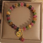 Buddha Stones Natural Colorful Tourmaline Cute Rabbit Charm Positive Bracelet Bracelet BS 1