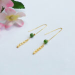 Buddha Stones 925 Sterling Silver Natural Hetian Cyan Jade Bead Luck Phoenix Tail Drop Earrings Earrings BS 4