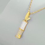 Buddha Stones 925 Sterling Silver Hetian White Jade Bamboo Happiness Necklace Pendant Necklaces & Pendants BS 7