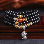 Chinese Zodiac 108 Beads Black Obsidian Tiger Eye Fortune Mala Bracelet Mala Bracelet BS Black Obsidian&Tiger Eye Monkey