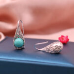 Buddha Stones 925 Sterling Silver Turquoise Beaded Pattern Protection Drop Dangle Earrings Earrings BS 4