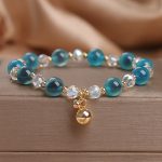 Buddha Stones Candy Agate Healing Harmony Bead Charm Bracelet Bracelet BS Blue Candy Agate(Wrist Circumference 14-17cm)