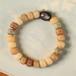 Buddha Stones Bodhi Seed Silver Sheen Obsidian Cat Head Om Mani Padme Hum Engraved Harmony Bracelet Bracelet BS 1