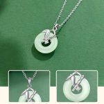 Buddha Stones 925 Sterling Silver Hetian Jade Bamboo Leaf Peace Buckle Prosperity Necklace Pendant Necklaces & Pendants BS 3