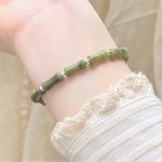 Buddha Stones 925 Sterling Silver Bamboo Jade Lucky Cat Fu Character Luck Abundance Bracelet Bracelet BS 10