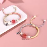 Buddha Stones Yanyuan Agate Cat Claw Paw White Bodhi Seed Fu Character Positive Braided Rope Bracelet Bracelet BS 1