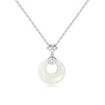 Buddha Stones White Jade Peace Buckle Blessings Luck Necklace Pendant Necklaces & Pendants BS Silver