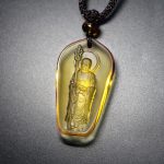 Buddha Stones Ksitigarbha Buddha Liuli Crystal Serenity Amulet Necklace Pendant Necklaces & Pendants BS Yellow Standing Ksitigarbha