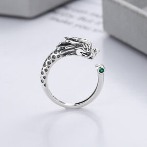 Buddha Stones 925 Sterling Silver Year Of The Dragon Luck Protection Adjustable Metal Ring Ring BS Silver Dragon(Adjustable)
