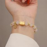 Buddha Stones Year Of The Dragon Red Agate Strawberry Quartz Black Obsidian Jade Garnet Pearl Cinnabar Dumpling Dragon Luck Fu Character Bracelet Bracelet BS 8