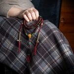Buddha Stones Natural Tibet 108 Mala Beads Purple Bodhi Seed Hetian Cyan Jade Copper Dorje Peace Bracelet Mala Bracelet BS 13