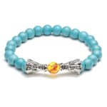 Buddha Stones White Turquoise Lava Rock Dragon Blessing Beaded Bracelet Bracelet BS 19