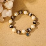 Buddha Stones Tibetan Zakiram Goddess of Wealth Charm Liuli Glass Incense Ash Porcelain Bead Protection Bracelet Bracelet BS Beige Porcelain White Liuli Glass Bead