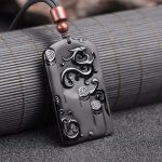 Buddha Stones Black Obsidian Dragon Phoenix Success Necklace Pendant Necklaces & Pendants BS Black Obsidian (Purification ♥ Transformation)