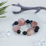Buddha Stones Yin Yang Symbol Balance Luck Ring Ring BS Agate Beaded