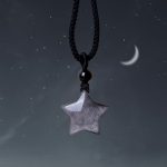 Buddha Stones Natural Silver Sheen Obsidian Star Crescent Moon Protection Necklace Pendant Necklaces & Pendants BS Star