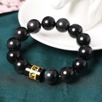 Buddha Stones Rainbow Obsidian Om Mani Padme Hum Swastika Positive Bracelet Bracelet BS 13