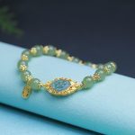 14K Gold Plated 925 Sterling Silver Hetian Jade Lotus Luck Bracelet Bracelet BS 1