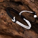 Buddha Stones Handmade Black White Rope Braided Healing Bracelet Bracelet BS 19cm