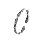 Buddha Stones Angel Wings Feather Pattern Carved Luck Cuff Bracelet Bangle Bracelet Bangle BS 10