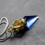 Buddha Stones Tibetan Dorje Vajra 4 Prong Lotus Liuli Crystal Strength Necklace Pendant Necklaces & Pendants BS 2