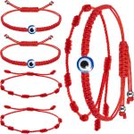Buddha Stones 4Pcs Evil Eye Seven Knot Red String Protection Bracelet Bracelet BS 4Pcs Evil Eye&Seven Knot Red String(Wrist Circumference 15-20cm)