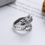 Buddha Stones 925 Sterling Silver Year Of The Dragon Luck Strength Adjustable Metal Ring Ring BS 925 Sterling Silver(Adjustable)