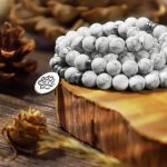 Buddha Stones White Turquoise Lotus Mala Healing Bracelet Mala Bracelet BS 3