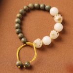 Buddha Stones Natural Green Sandalwood Bodhi Seed Cat Paw Claw Cure Bracelet Bracelet BS 1