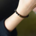 Buddha Stones Red Jasper Moss Agate Black Obsidian Crystal Copper Peace Couple Bracelet Bracelet BS 21