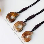Buddha Stones Natural Ammonite Fossil Snail Pattern Meditation Healing Necklace Pendant Necklaces & Pendants BS 1