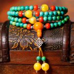 Buddha Stones 108 Mala Beads Tibetan Turquoise Dzi Bead Protection Bracelet Mala Bracelet BS 9