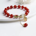 Buddha Stones Natural Red Agate Hetian Jade Fu Character Confidence Charm Bracelet (Extra 30% Off | USE CODE: FS30) Bracelet BS Red Agate&Fu Character