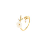 Buddha Stones Plum Blossom Leaf Pattern Copper Luck Ring Ring BS Gold