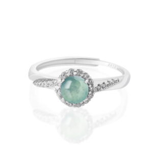 Buddha Stones 925 Sterling Silver Round Jade Luck Prosperity Adjustable Ring Ring BS Jade(Prosperity♥Abundance)
