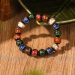 Buddha Stones Tibetan Classic Liuli Glass Bead Luck Wealth Bracelet Bracelet BS Multicolored 14mm