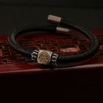 Buddha Stones 925 Sterling Silver Perfect Knot King Kong Knot Faith Strength Bracelet Bracelet BS King Kong Knot-Black(Bracelet Size 21cm)