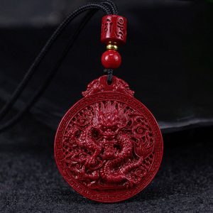 Buddha Stones Year of the Dragon Natural Cinnabar Dragon Protection Necklace Pendant Necklaces & Pendants BS Dragon(Luck♥Strength)