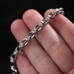 Buddha Stones 925 Sterling Silver Om Mani Padme Hum Carved Design Creativity Metal Bracelet Bracelet BS 7