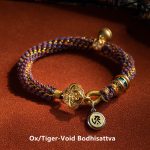 Buddha Stones 925 Sterling Silver Chinese Zodiac Natal Buddha Om Mani Padme Hum Luck Bell Braided String Bracelet Bracelet BS Ox/Tiger-Void Bodhisattva 17-19cm