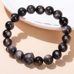 Buddha Stones Natural Gold Sheen Obsidian Silver Sheen Obsidian Cute Cat Paw Claw Wealth Bracelet Bracelet BS 8